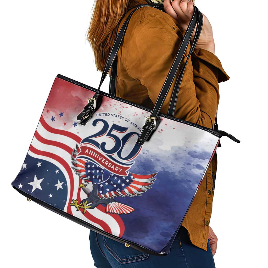 USA 250 Years of Freedom Leather Tote Bag American Patriotic