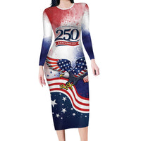 Personalized USA 250 Years of Freedom Long Sleeve Bodycon Dress American Patriotic