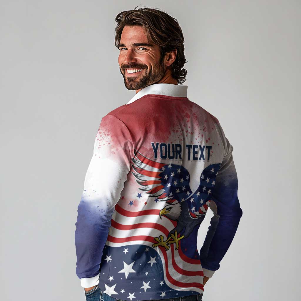 Personalized USA 250 Years of Freedom Long Sleeve Polo Shirt American Patriotic