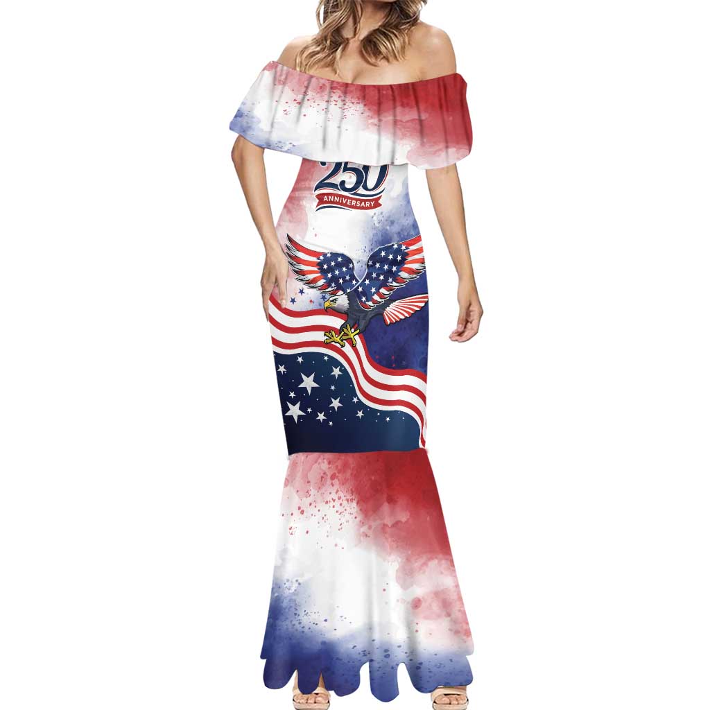 Personalized USA 250 Years of Freedom Mermaid Dress American Patriotic