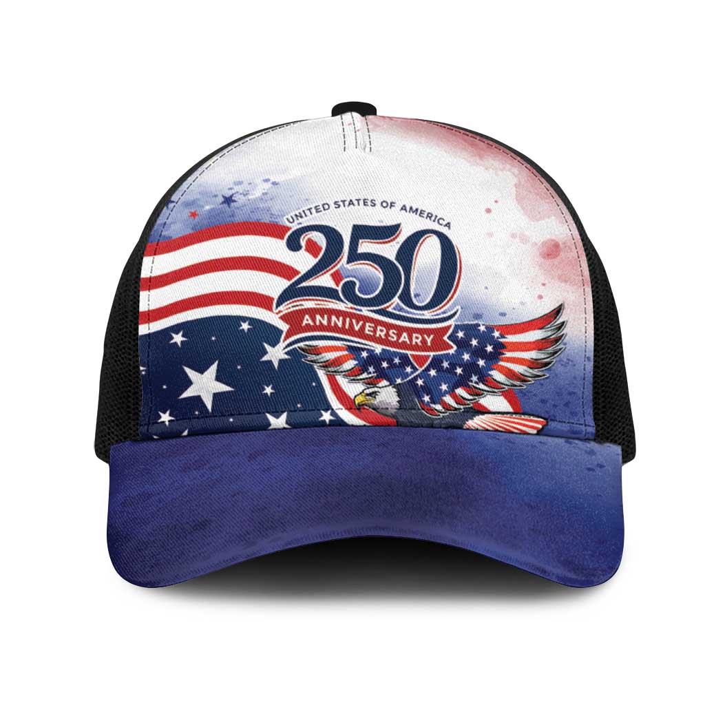 USA 250 Years of Freedom Mesh Trucker Cap American Patriotic