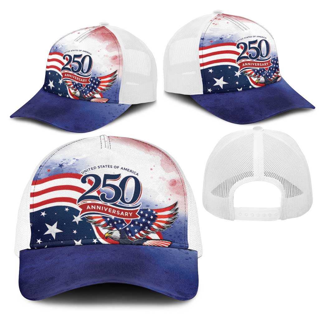 USA 250 Years of Freedom Mesh Trucker Cap American Patriotic