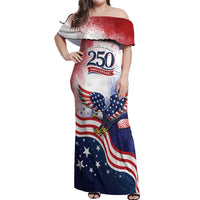 Personalized USA 250 Years of Freedom Off Shoulder Maxi Dress American Patriotic