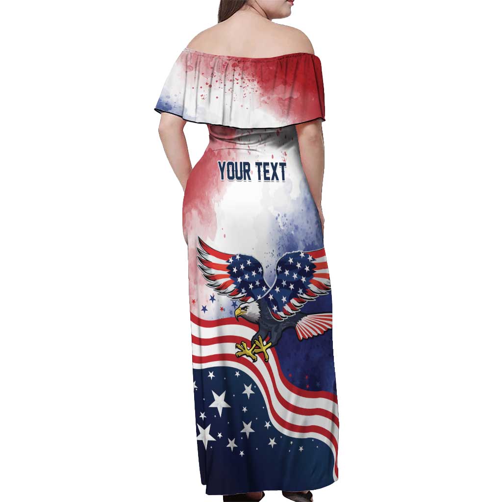 Personalized USA 250 Years of Freedom Off Shoulder Maxi Dress American Patriotic
