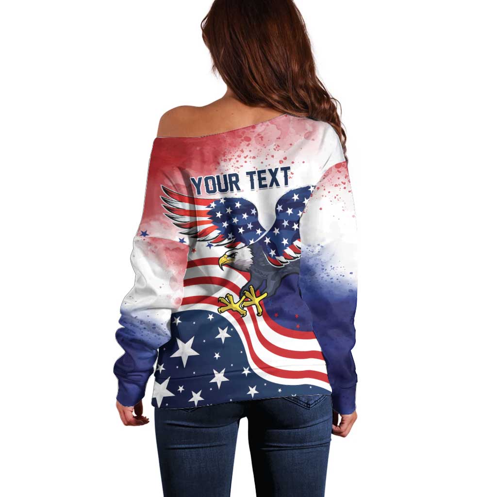 Personalized USA 250 Years of Freedom Off Shoulder Sweater American Patriotic