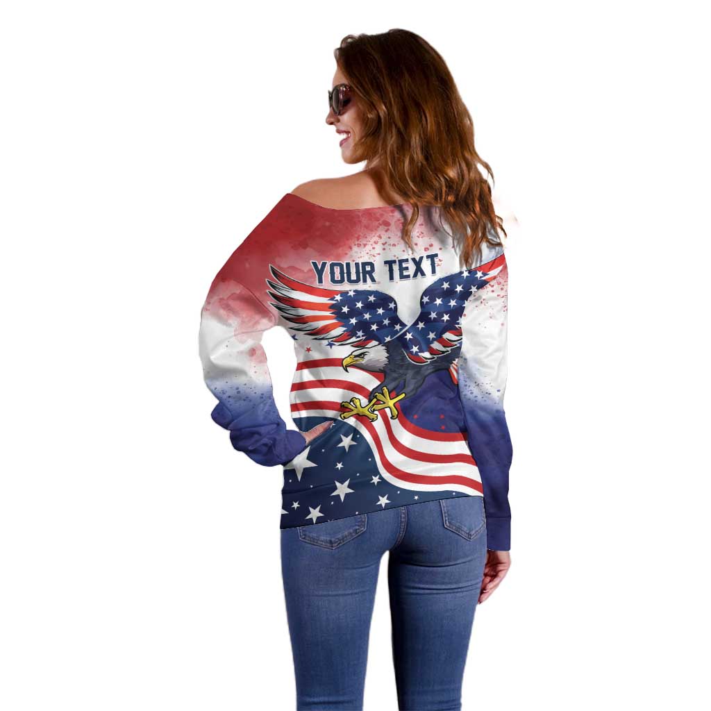 Personalized USA 250 Years of Freedom Off Shoulder Sweater American Patriotic
