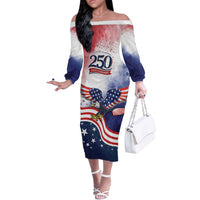 Personalized USA 250 Years of Freedom Off The Shoulder Long Sleeve Dress American Patriotic