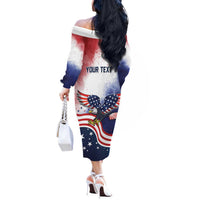 Personalized USA 250 Years of Freedom Off The Shoulder Long Sleeve Dress American Patriotic