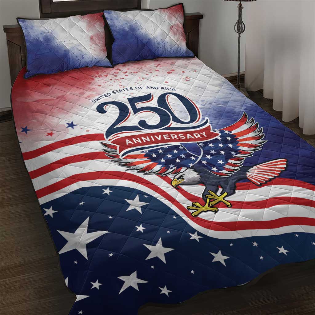 USA 250 Years of Freedom Quilt Bed Set American Patriotic