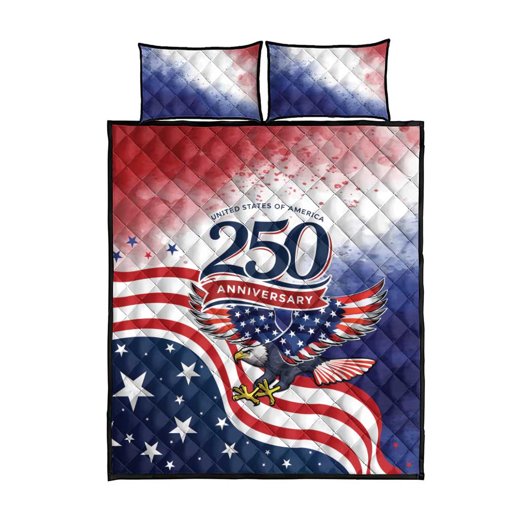 USA 250 Years of Freedom Quilt Bed Set American Patriotic
