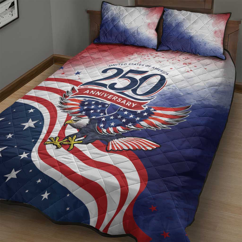 USA 250 Years of Freedom Quilt Bed Set American Patriotic