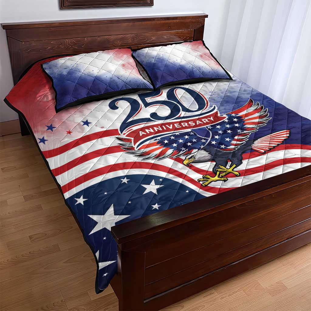USA 250 Years of Freedom Quilt Bed Set American Patriotic