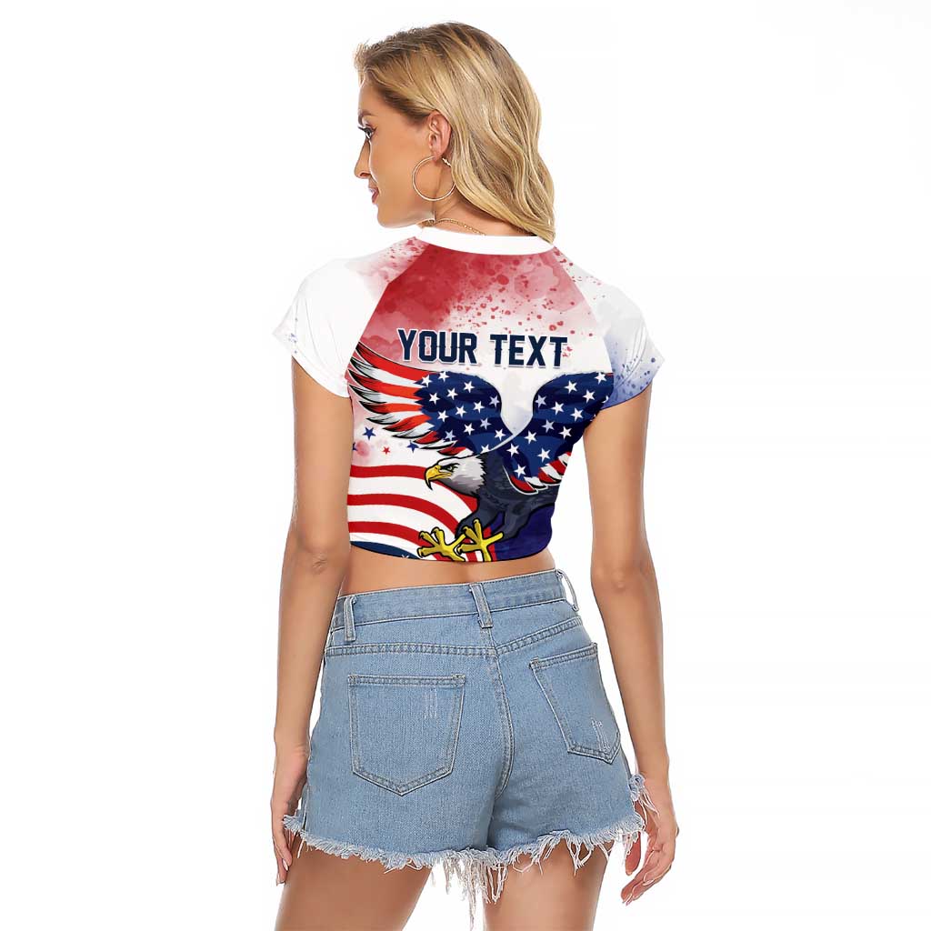 Personalized USA 250 Years of Freedom Raglan Cropped T Shirt American Patriotic