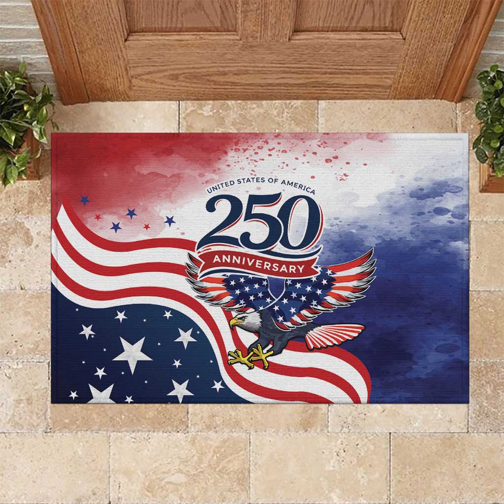 USA 250 Years of Freedom Rubber Doormat American Patriotic