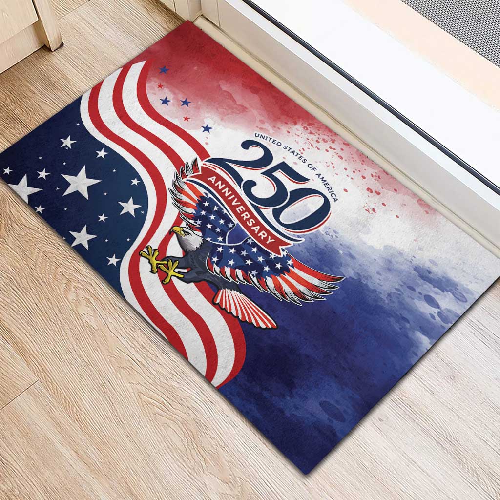 USA 250 Years of Freedom Rubber Doormat American Patriotic