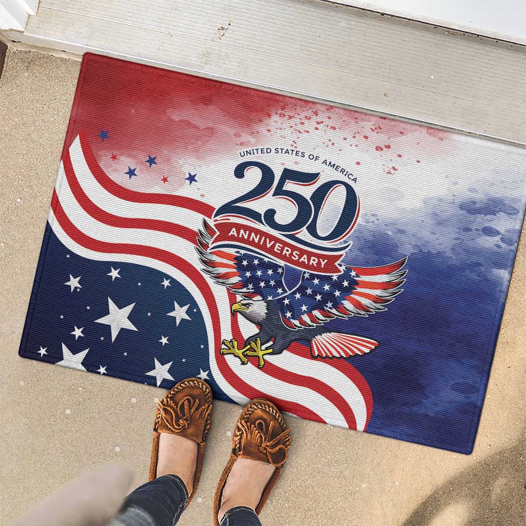 USA 250 Years of Freedom Rubber Doormat American Patriotic