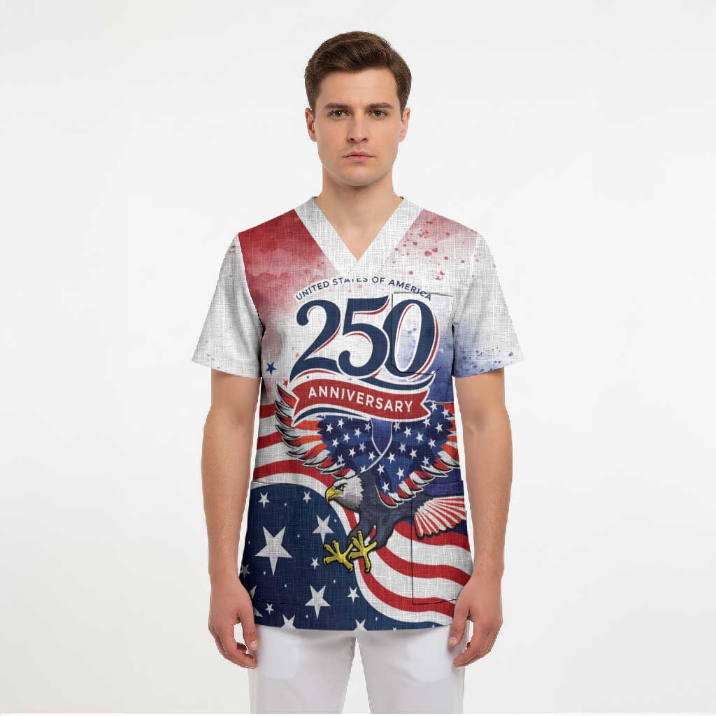 Personalized USA 250 Years of Freedom Scrub Top American Patriotic