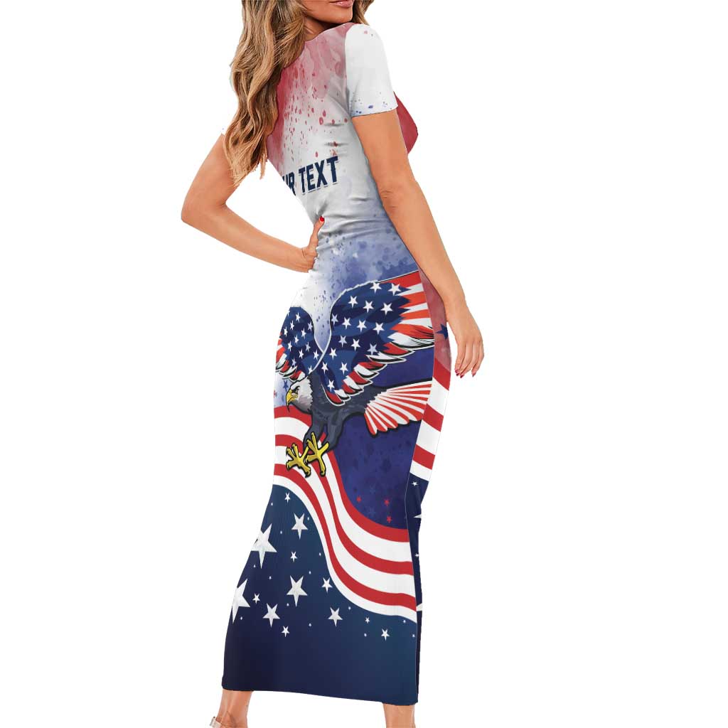 Personalized USA 250 Years of Freedom Short Sleeve Bodycon Dress American Patriotic