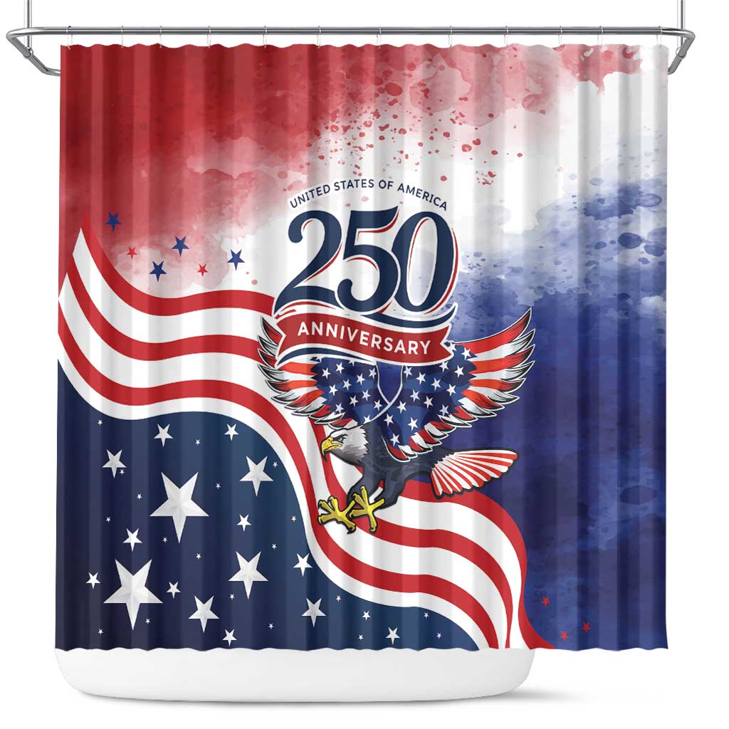 USA 250 Years of Freedom Shower Curtain American Patriotic