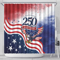 USA 250 Years of Freedom Shower Curtain American Patriotic