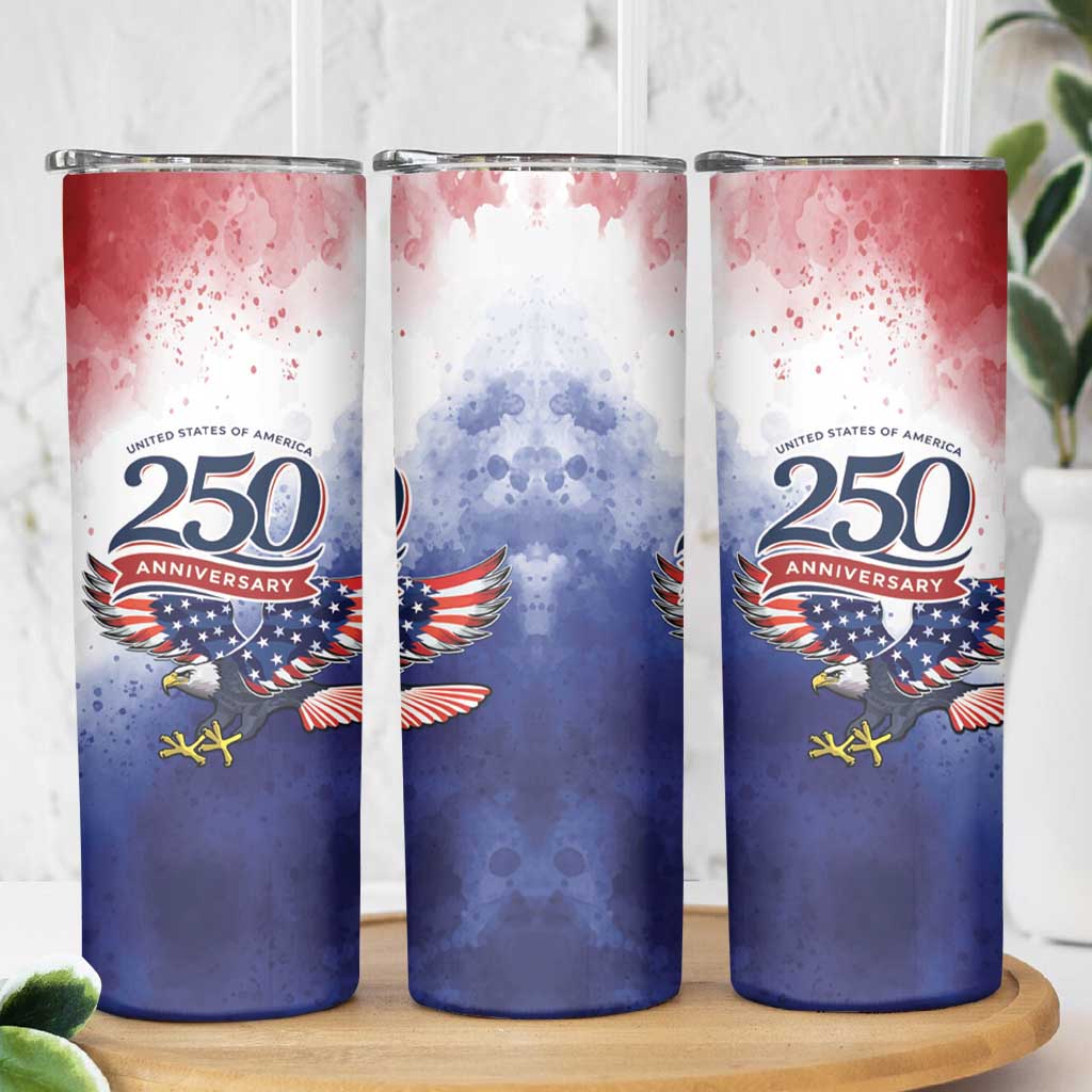 USA 250 Years of Freedom Skinny Tumbler American Patriotic