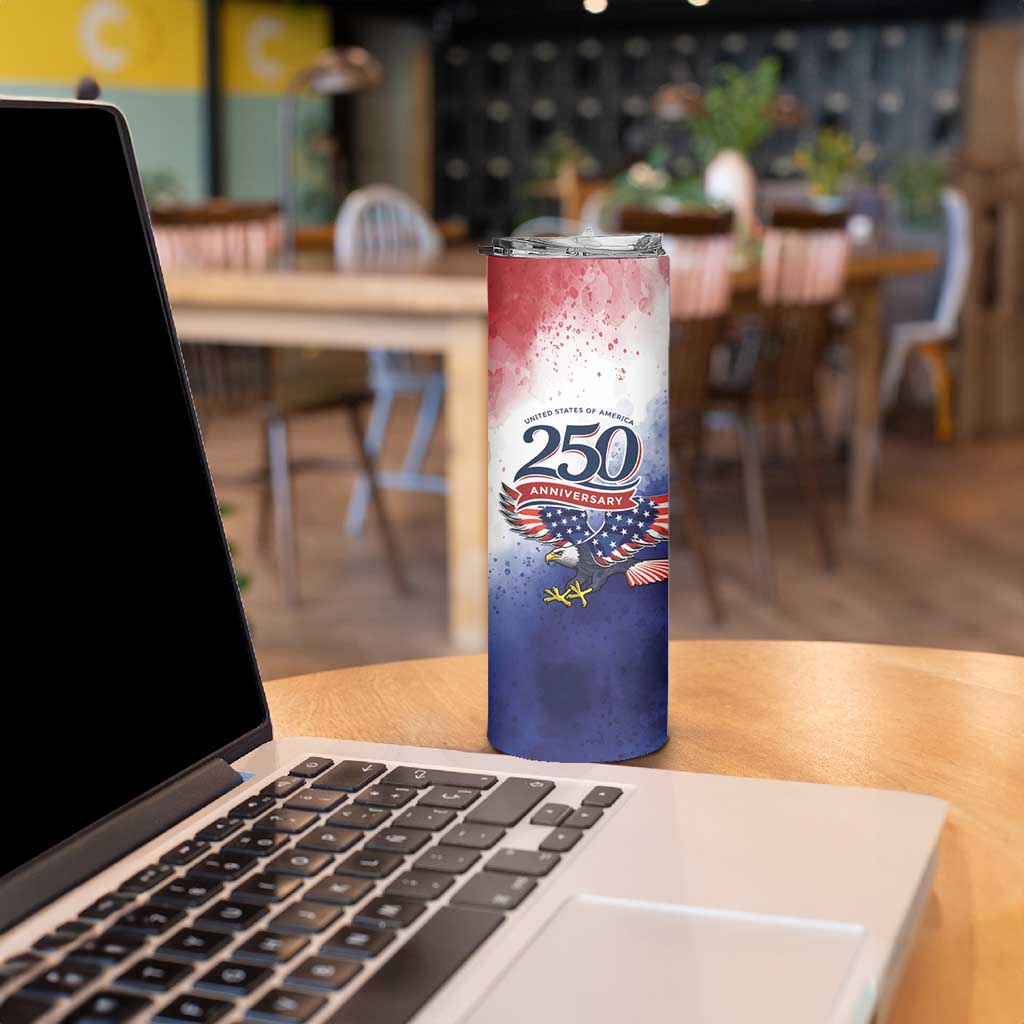USA 250 Years of Freedom Skinny Tumbler American Patriotic