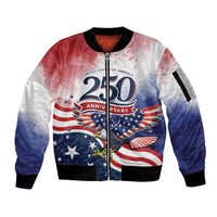 Personalized USA 250 Years of Freedom Sleeve Zip Bomber Jacket American Patriotic