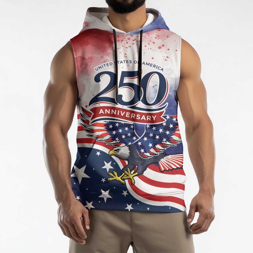 Personalized USA 250 Years of Freedom Sleeveless Hoodie American Patriotic