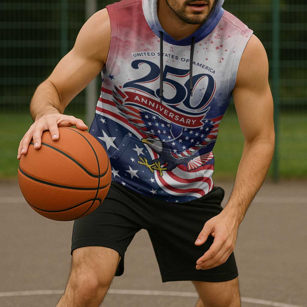 Personalized USA 250 Years of Freedom Sleeveless Hoodie American Patriotic