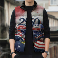 Personalized USA 250 Years of Freedom Sleeveless Puffer Jacket American Patriotic