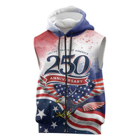 Personalized USA 250 Years of Freedom Sleeveless Zip Hoodie American Patriotic