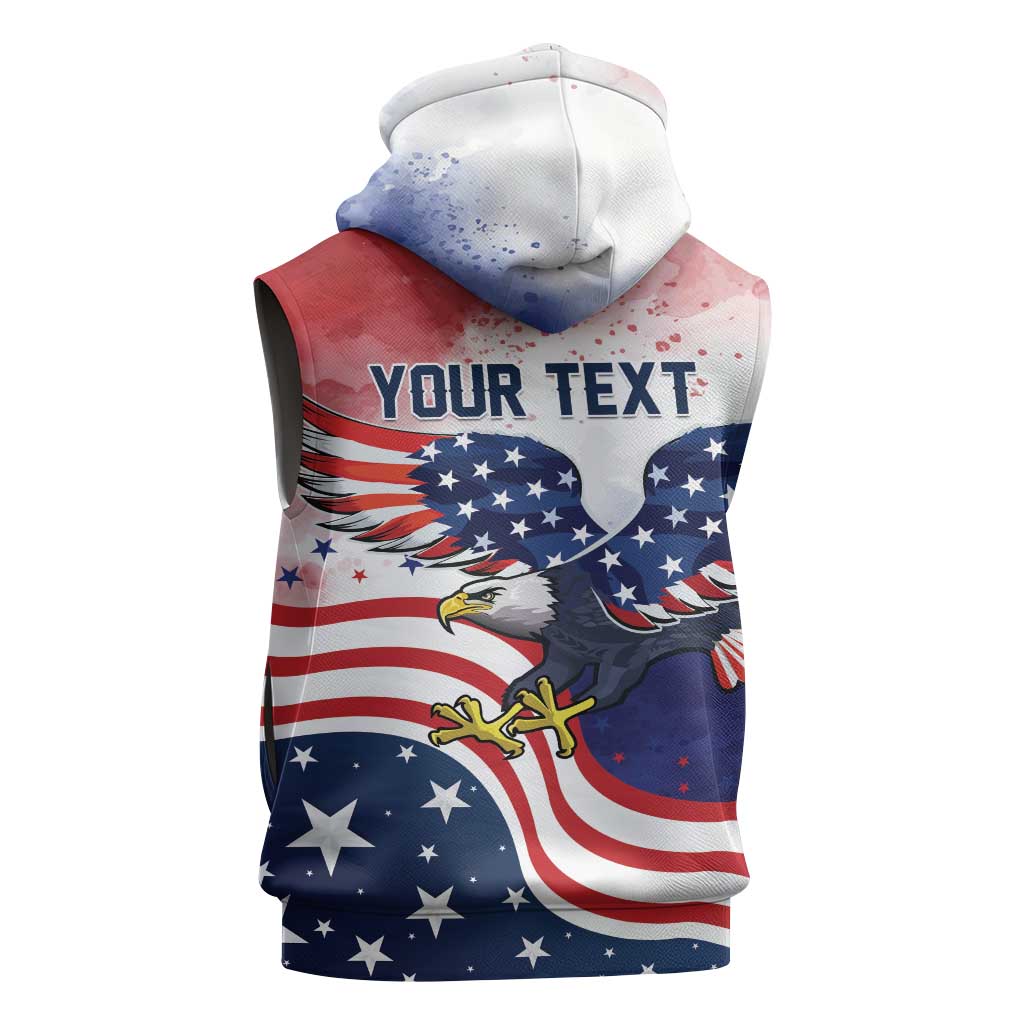 Personalized USA 250 Years of Freedom Sleeveless Zip Hoodie American Patriotic