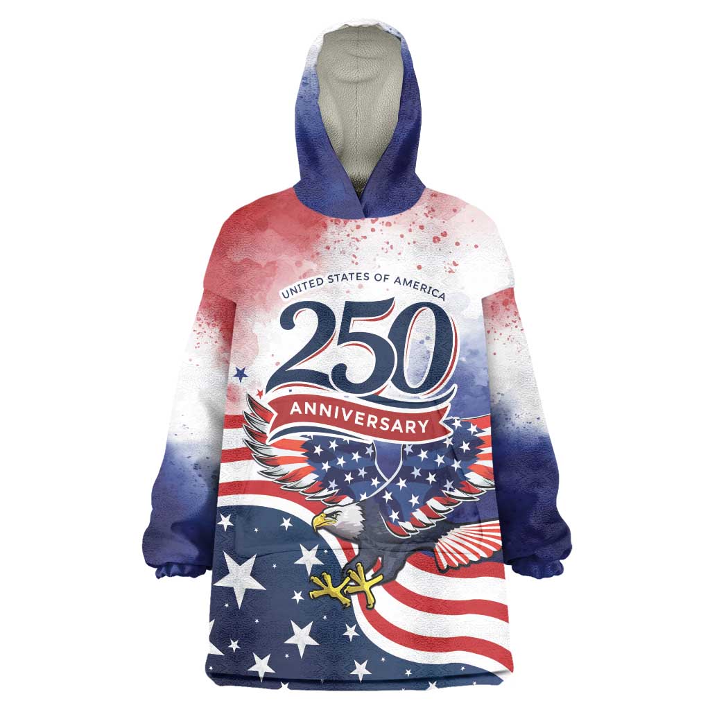 Personalized USA 250 Years of Freedom Wearable Blanket Hoodie American Patriotic