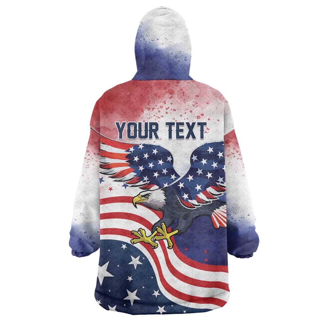 Personalized USA 250 Years of Freedom Wearable Blanket Hoodie American Patriotic