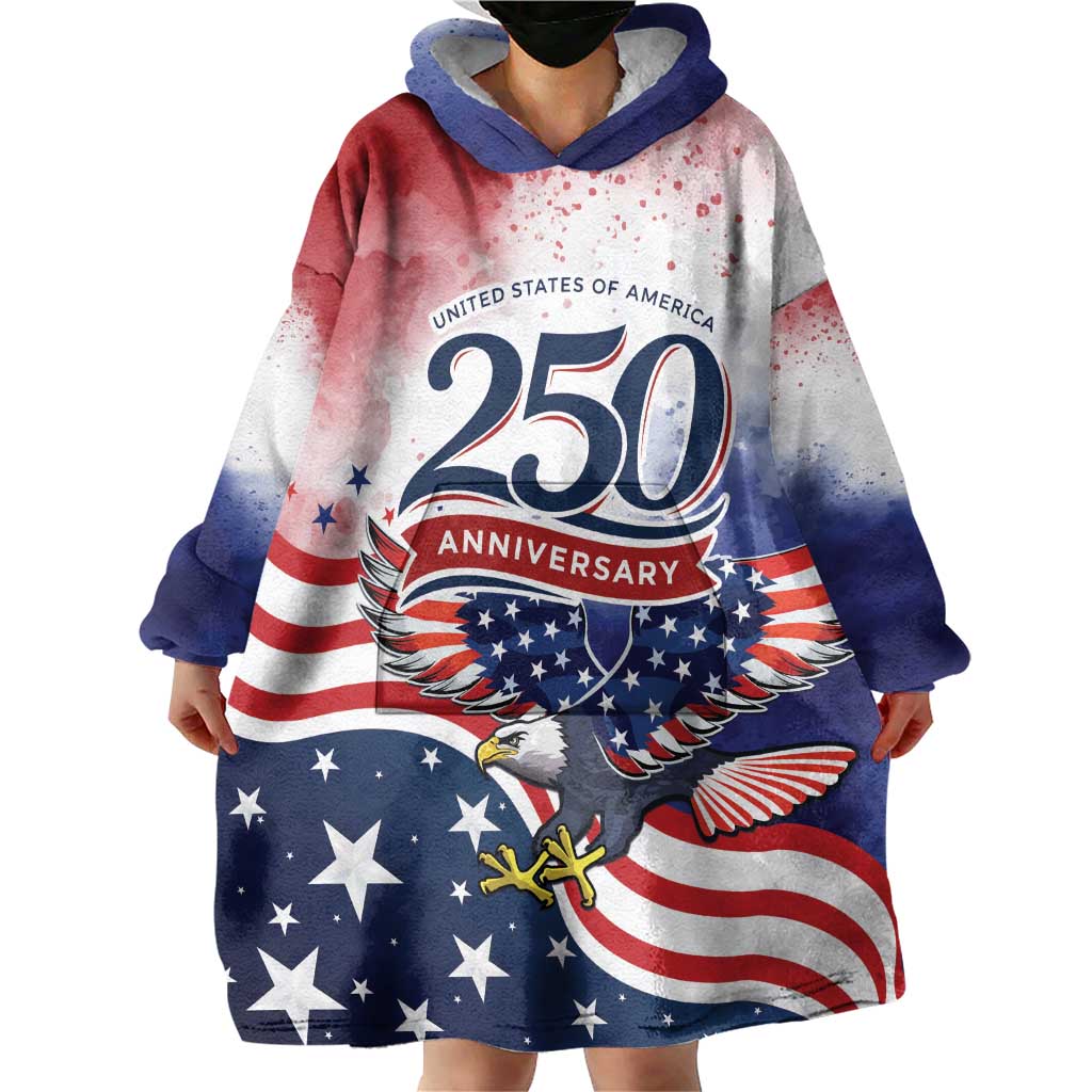 Personalized USA 250 Years of Freedom Wearable Blanket Hoodie American Patriotic