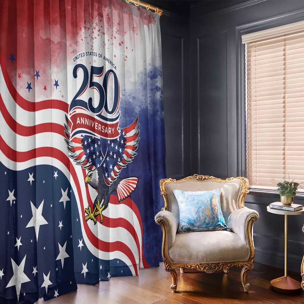 USA 250 Years of Freedom Window Curtain American Patriotic