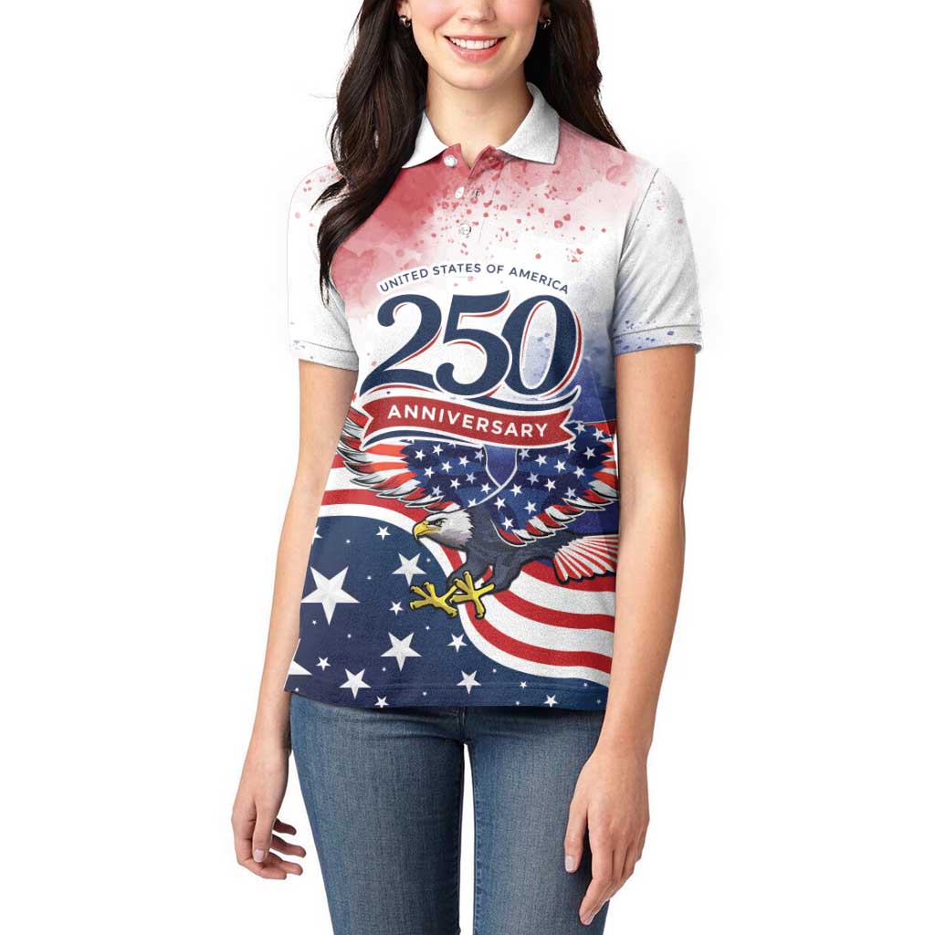 Personalized USA 250 Years of Freedom Women Polo Shirt American Patriotic