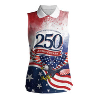 Personalized USA 250 Years of Freedom Women Sleeveless Polo Shirt American Patriotic