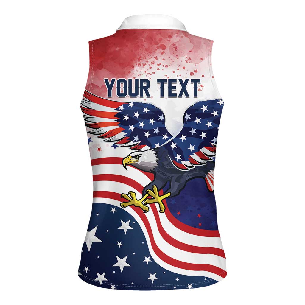Personalized USA 250 Years of Freedom Women Sleeveless Polo Shirt American Patriotic
