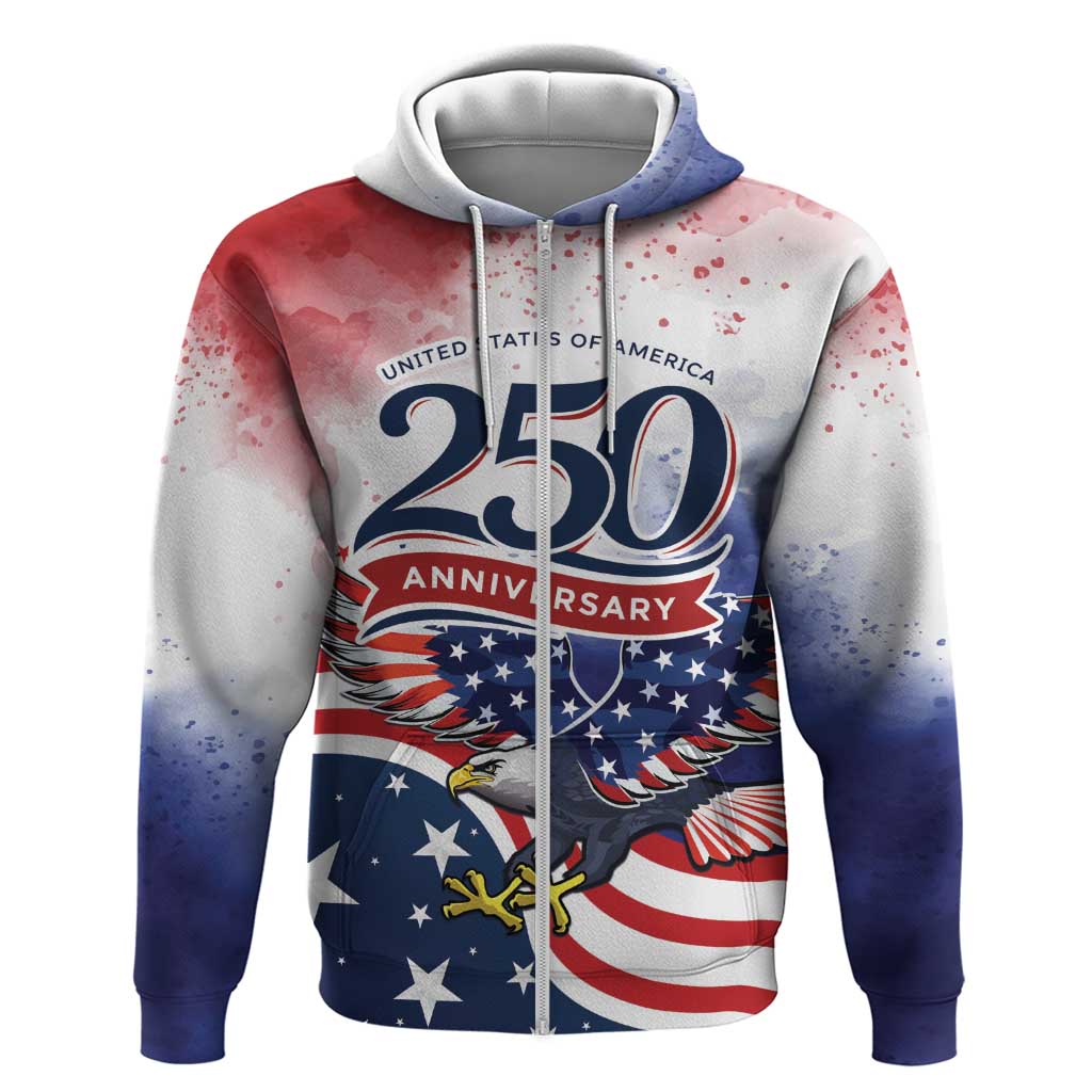 Personalized USA 250 Years of Freedom Zip Hoodie American Patriotic