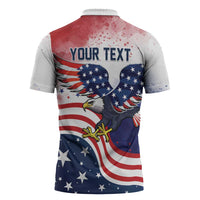 Personalized USA 250 Years of Freedom Zipper Polo Shirt American Patriotic