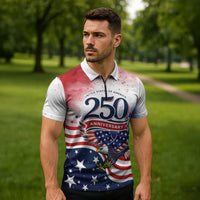 Personalized USA 250 Years of Freedom Zipper Polo Shirt American Patriotic