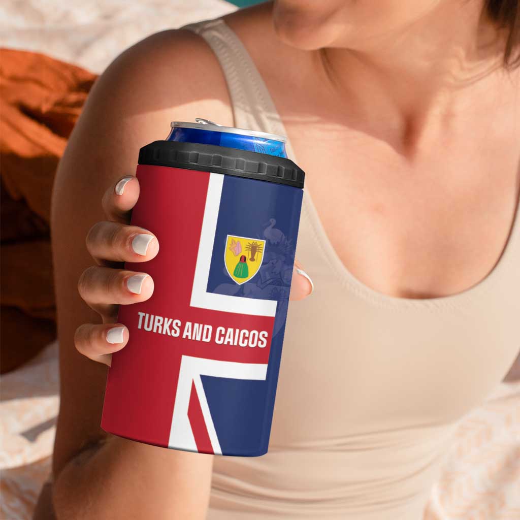 Personalised Turks and Caicos Islands 4 in 1 Can Cooler Tumbler Come On Team TCI