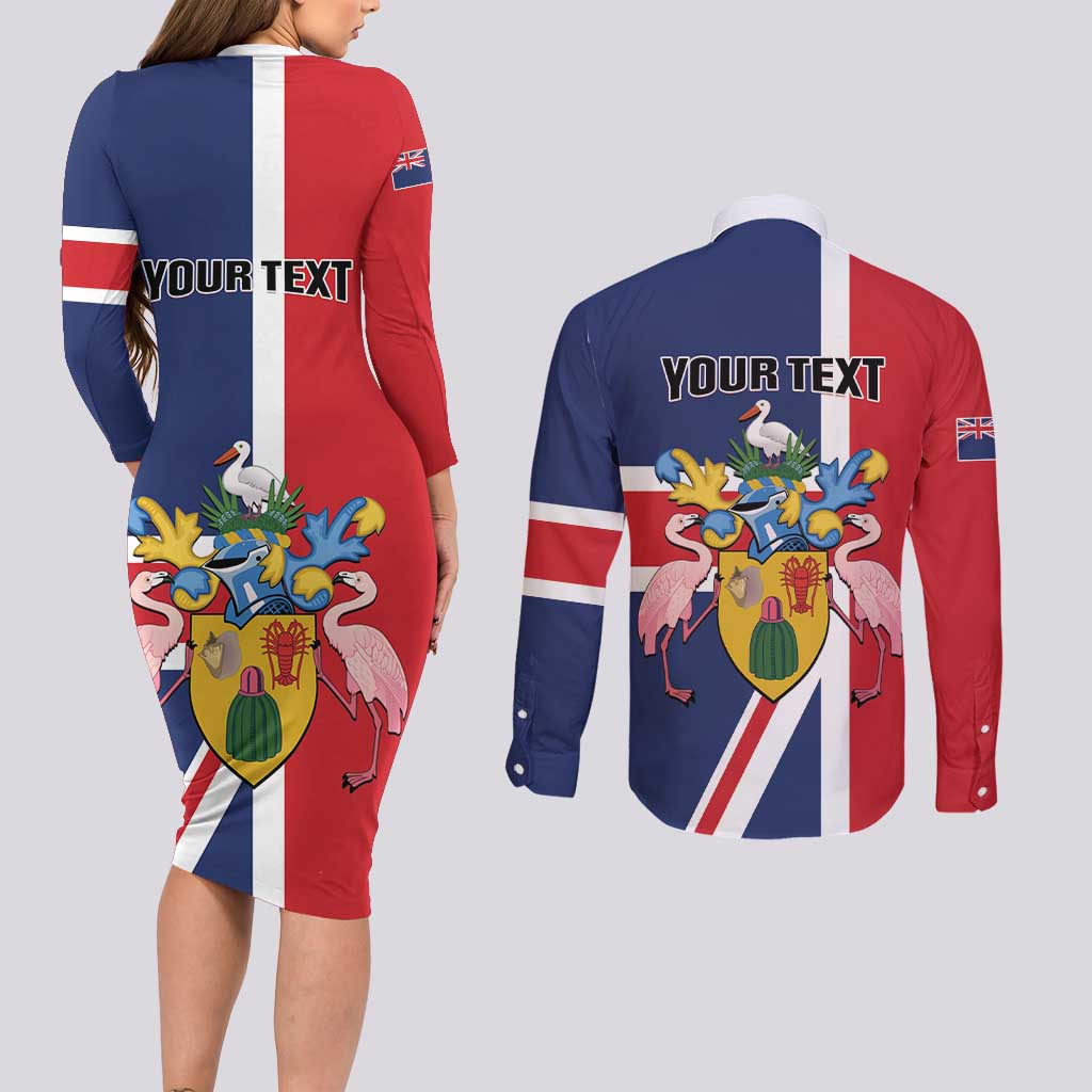 Personalised Turks and Caicos Islands Couples Matching Long Sleeve Bodycon Dress and Long Sleeve Button Shirt Come On Team TCI