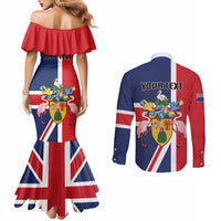 Personalised Turks and Caicos Islands Couples Matching Mermaid Dress and Long Sleeve Button Shirt Come On Team TCI