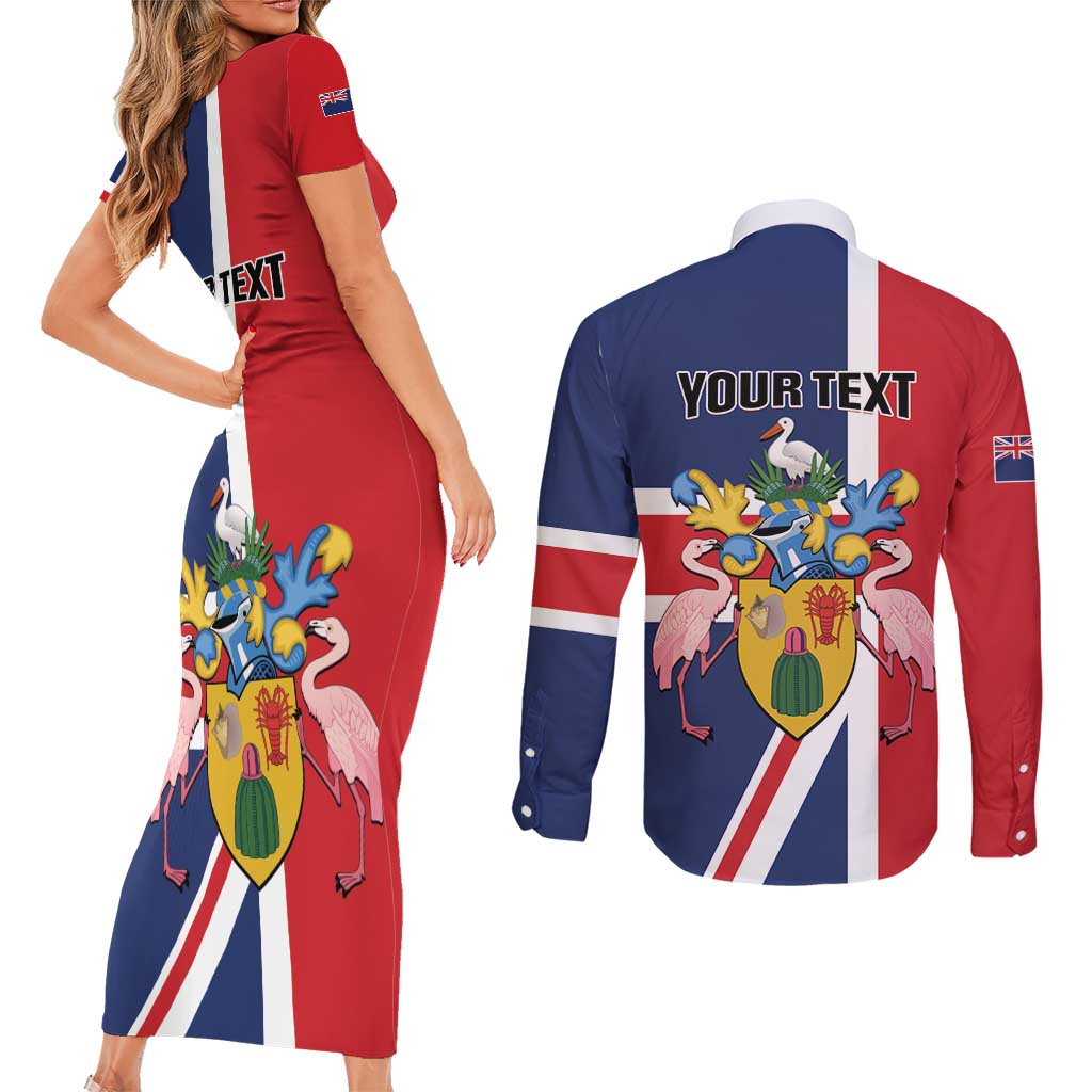 Personalised Turks and Caicos Islands Couples Matching Short Sleeve Bodycon Dress and Long Sleeve Button Shirt Come On Team TCI