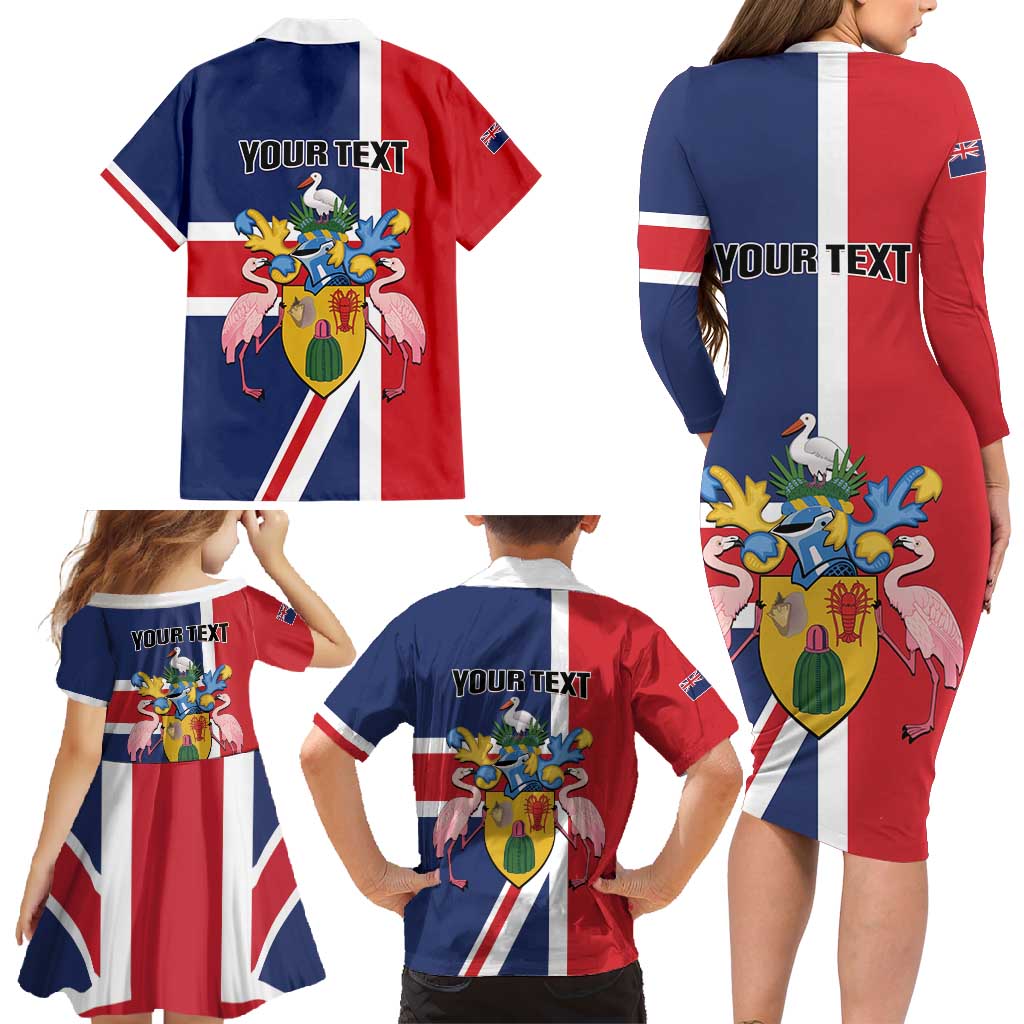 Personalised Turks and Caicos Islands Family Matching Long Sleeve Bodycon Dress and Hawaiian Shirt Come On Team TCI
