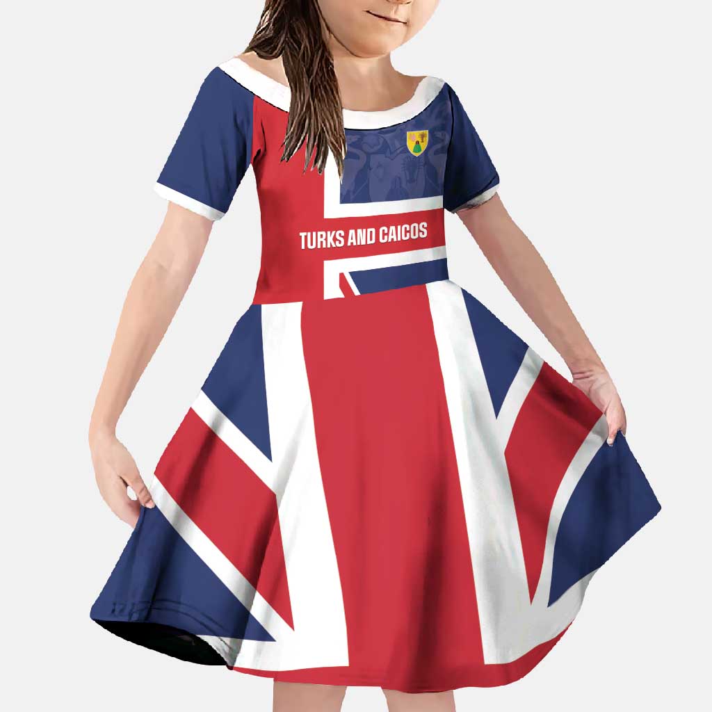 Personalised Turks and Caicos Islands Family Matching Off Shoulder Maxi Dress and Hawaiian Shirt Come On Team TCI