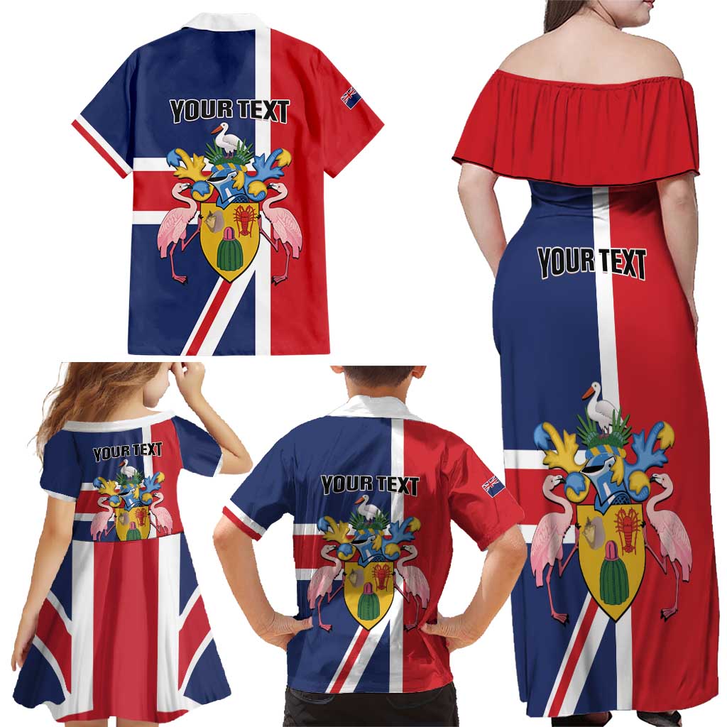 Personalised Turks and Caicos Islands Family Matching Off Shoulder Maxi Dress and Hawaiian Shirt Come On Team TCI