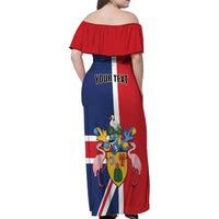 Personalised Turks and Caicos Islands Family Matching Off Shoulder Maxi Dress and Hawaiian Shirt Come On Team TCI